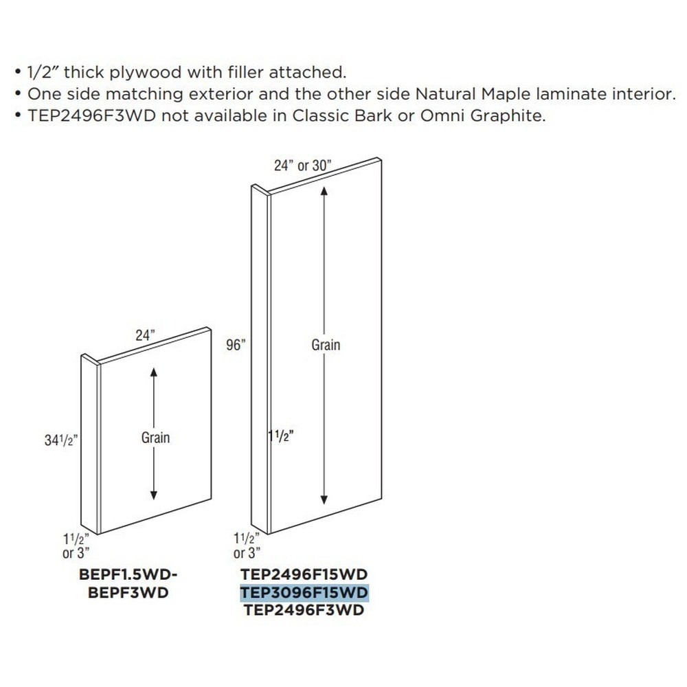 [TEP3096F15WD.MOR] Omni Base Tall Panel With Filler Attached 30 x 1 1/2 - Rosemary