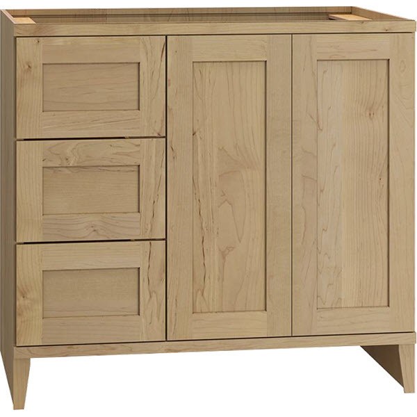 [3VSD363421L.MOH] Omni Sink Double Door 3 Drawer Base 36" Wide (Left) - Hammock