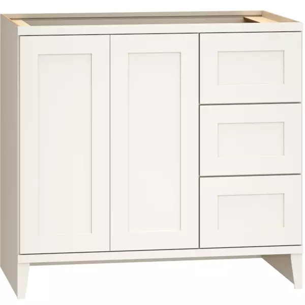 [3VSD363421R.MOS] Omni Sink Double Door 3 Drawer Base 36" Wide (Right) - Snow