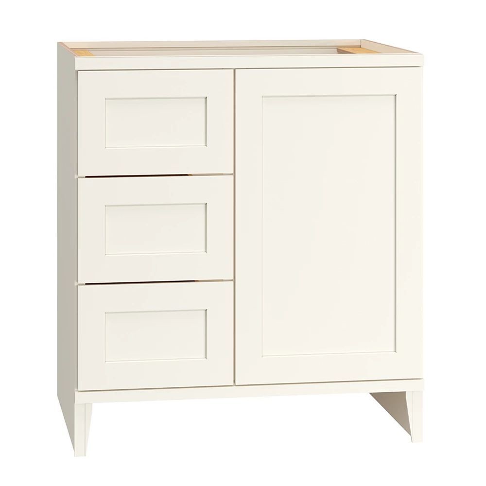 [3VSD303421L.MOS] Omni Sink Single Door 3 Drawer Base 30" Wide (Left) - Snow